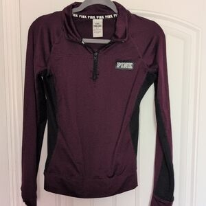 PINK Victoria's Secret Plum Quarter-Zip Pullover with Black Panels